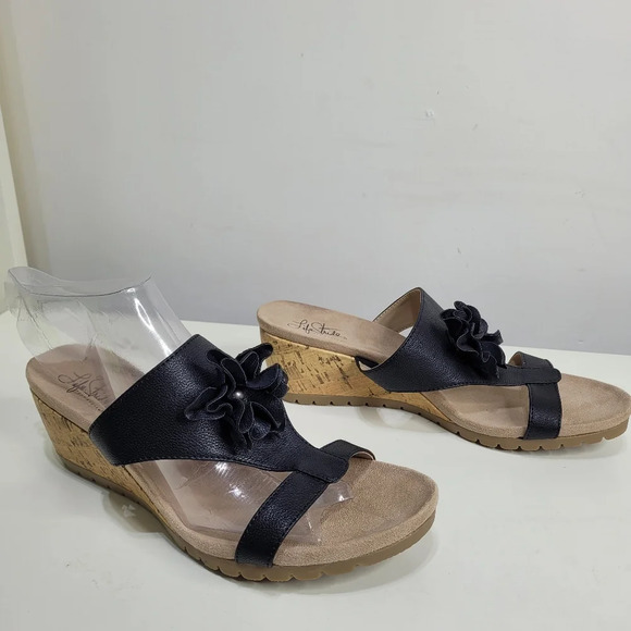 LifeStride Notice Black Nala Wedge Sandal Size Women's 11 with Box - Picture 3 of 14